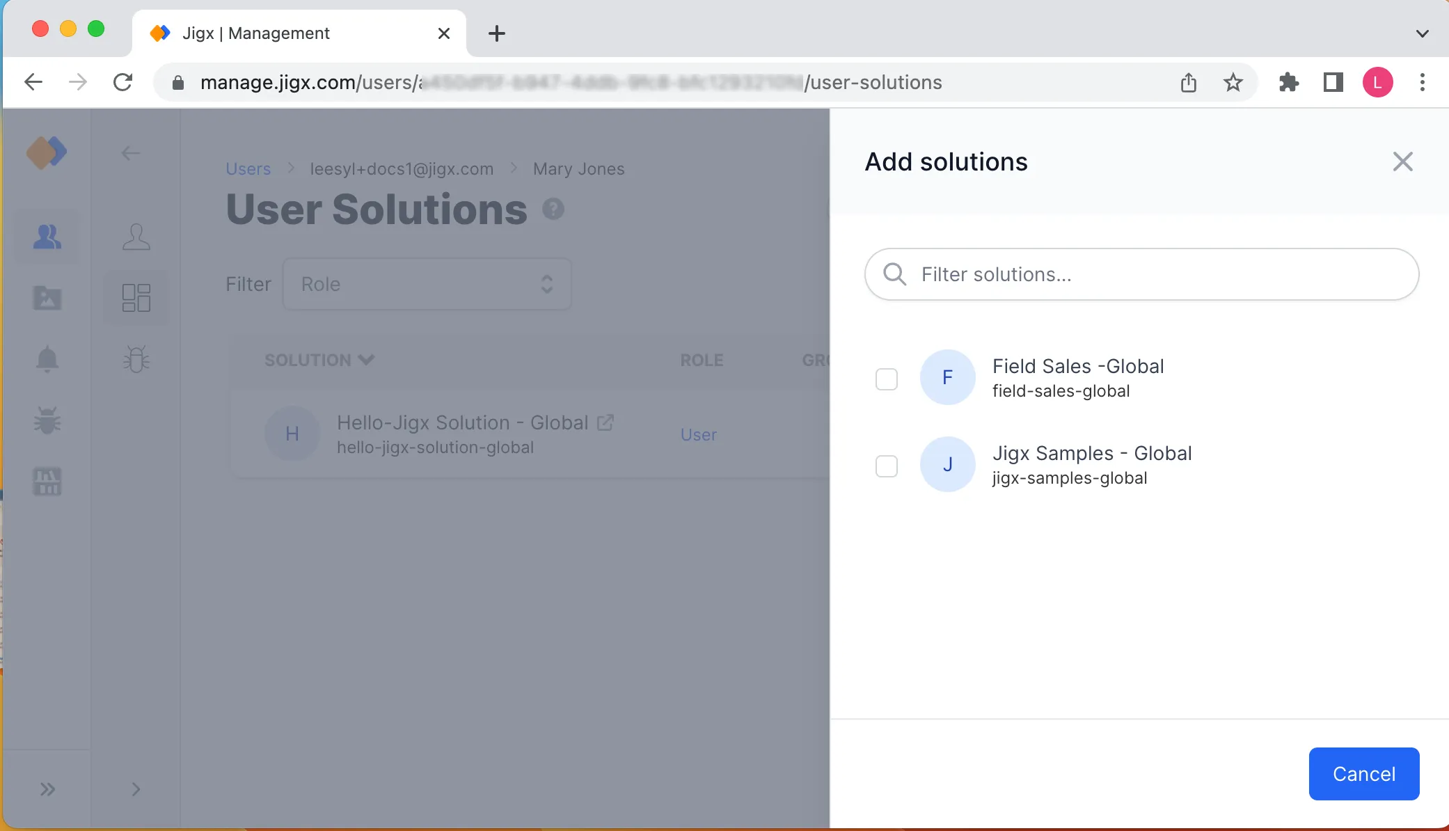 Assigning Solutions to User Assigning Solutions to User