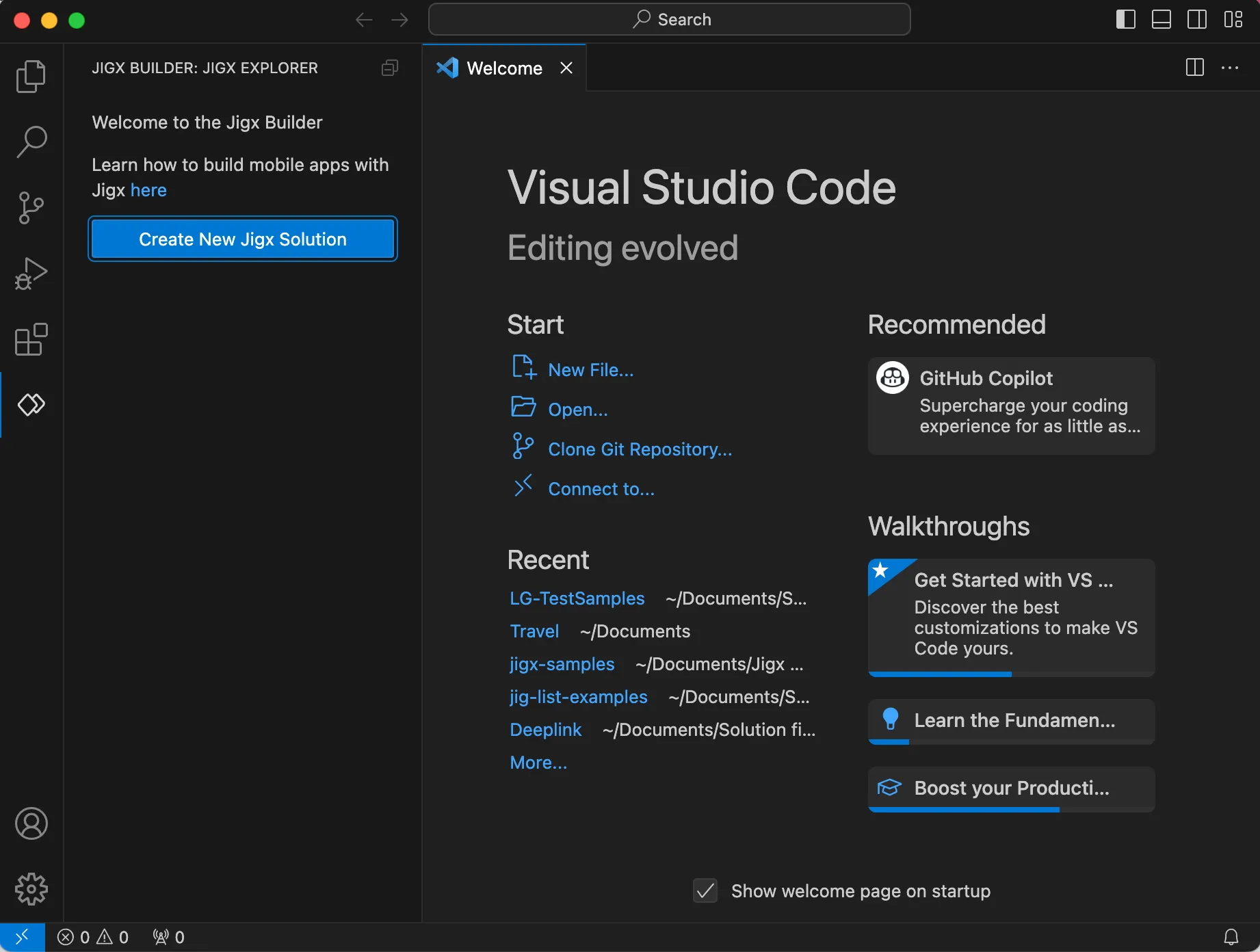 Jigx project in VS code Jigx project in VS code