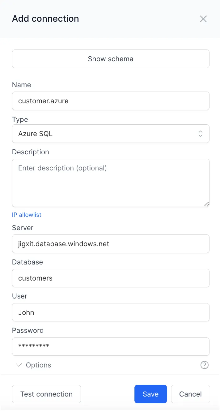 Azure SQL connection