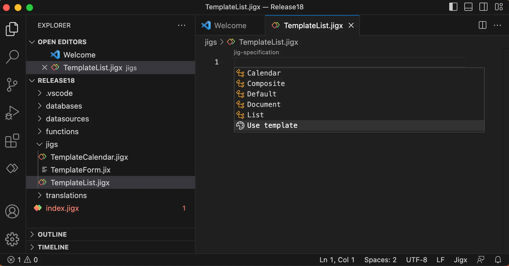 Jig template option