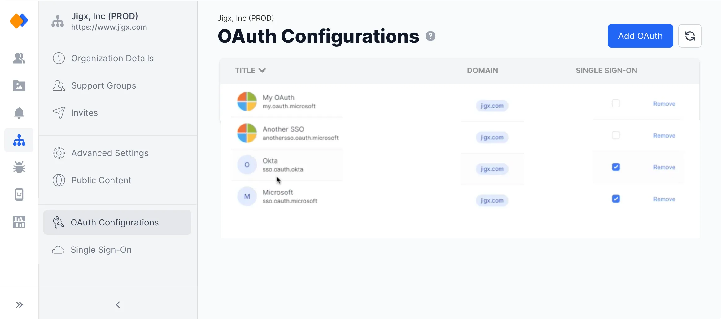 OAuth on Organizatonal level