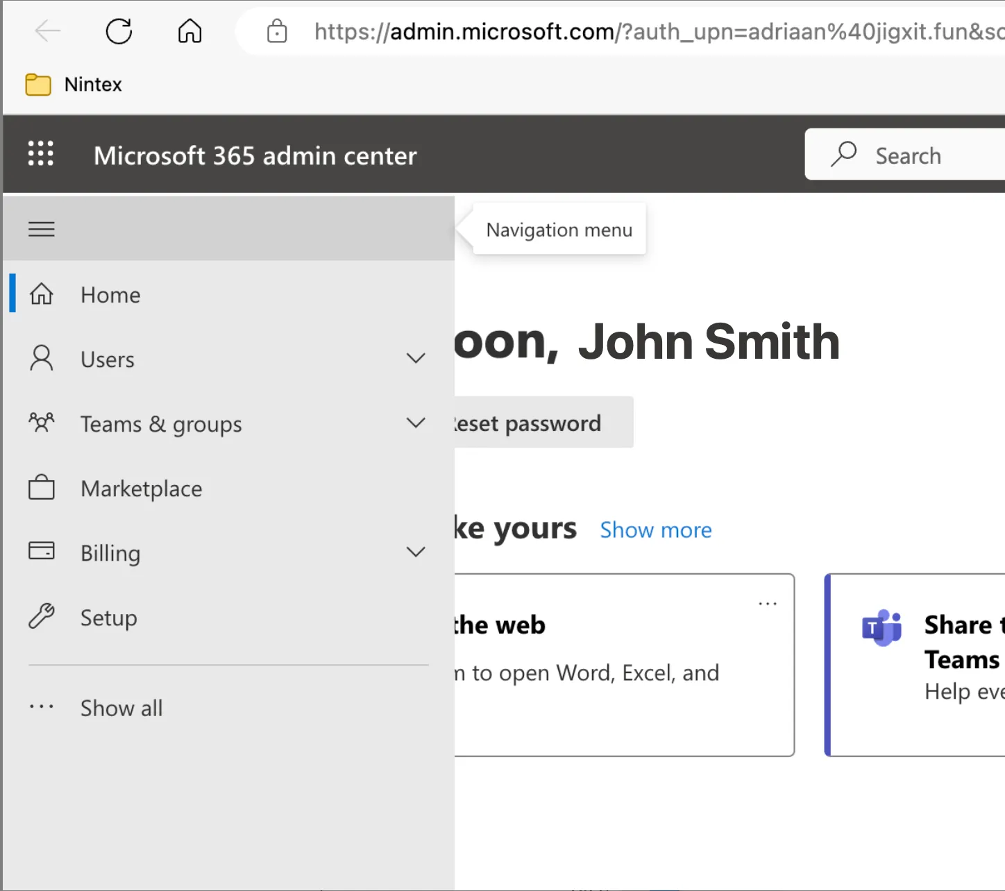 Microsoft Admin center