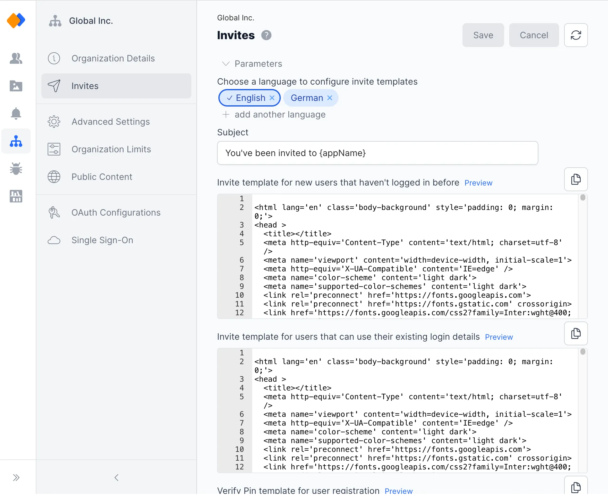Configuring email invites Configuring email invites