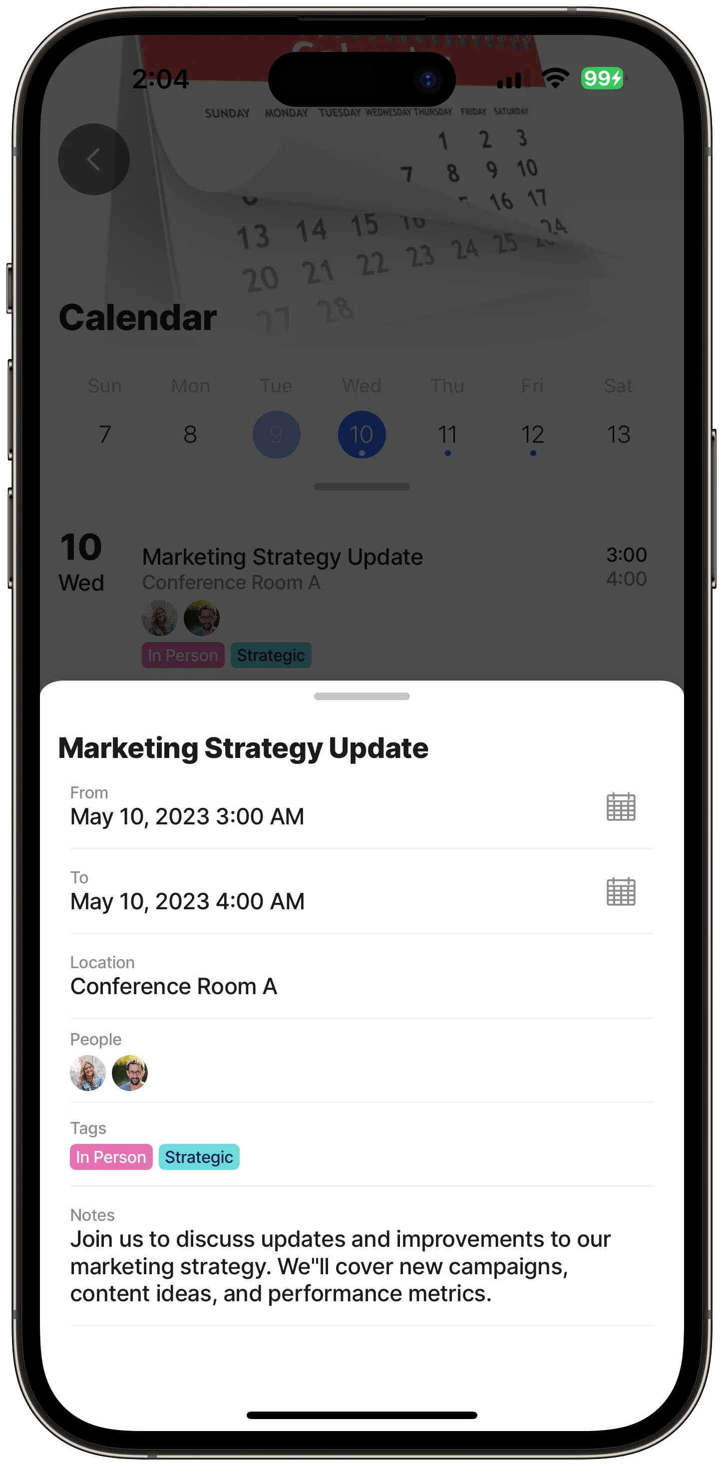 Event details Event details