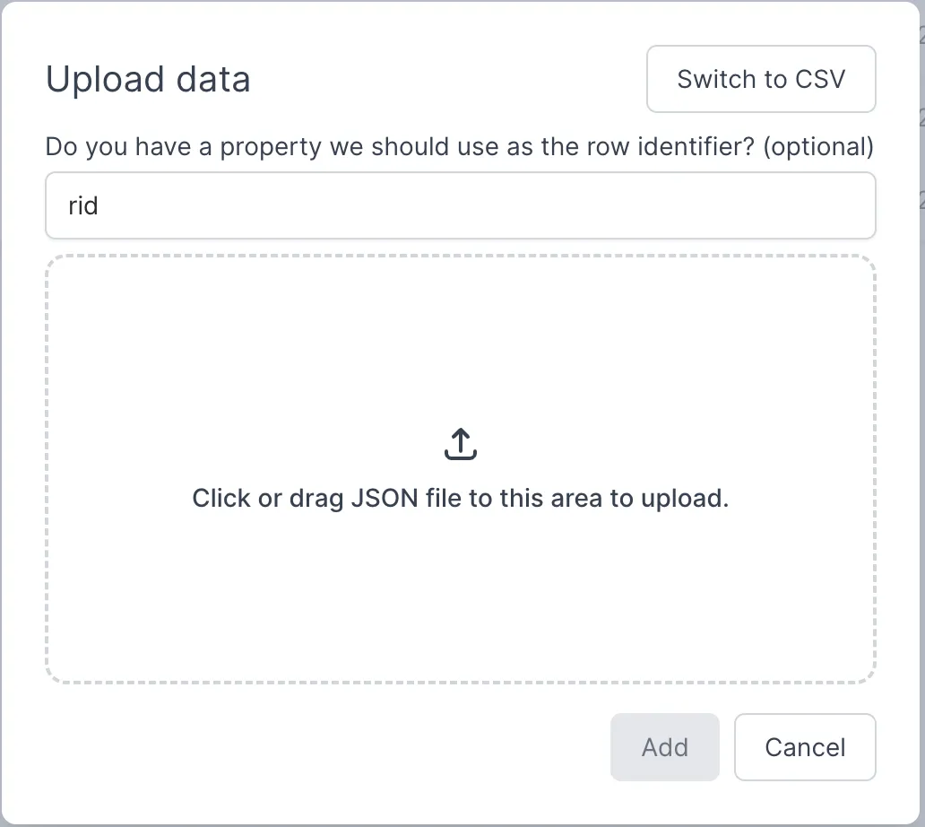 JSON upload