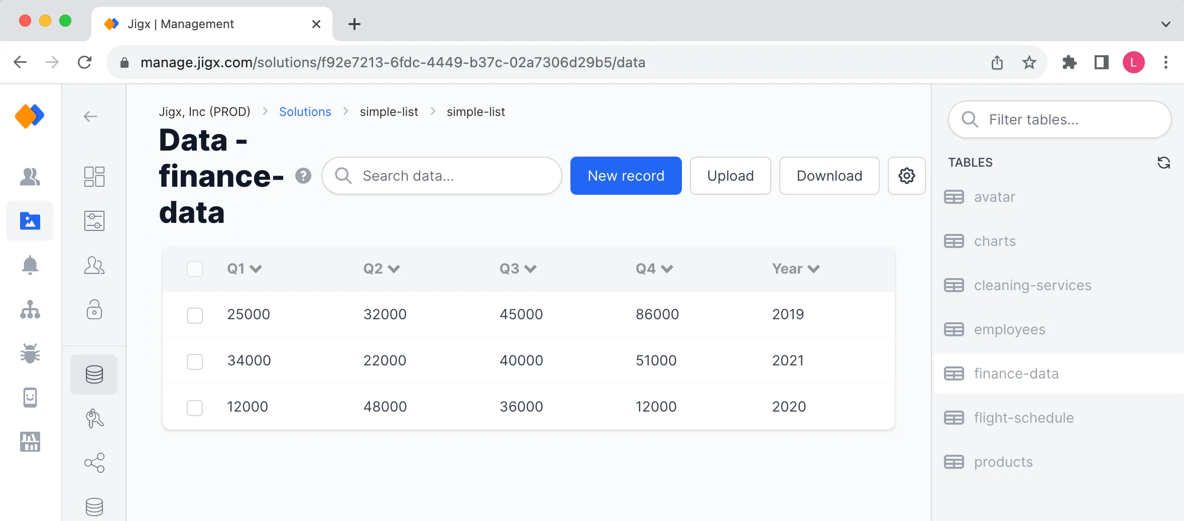 Dynamic Data table