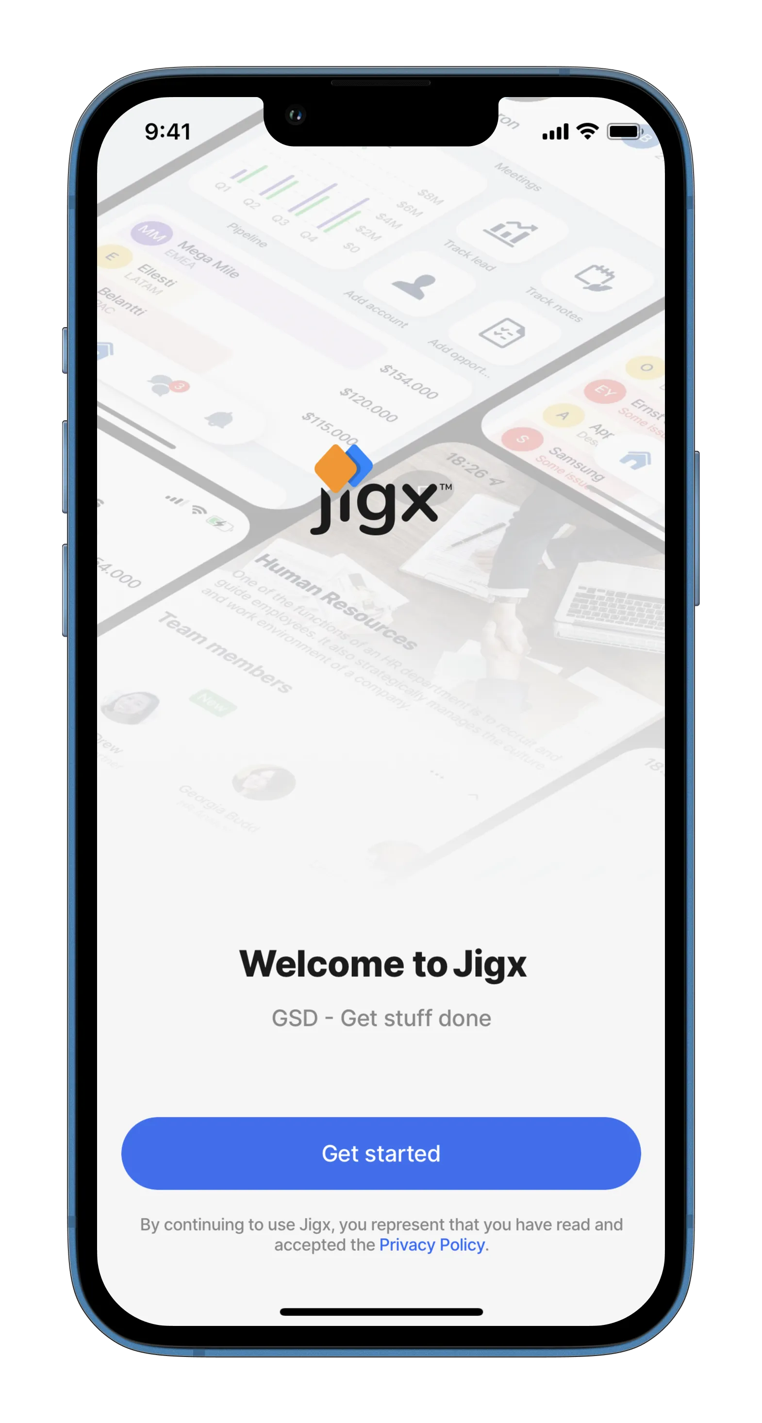 Jigx welcome screen