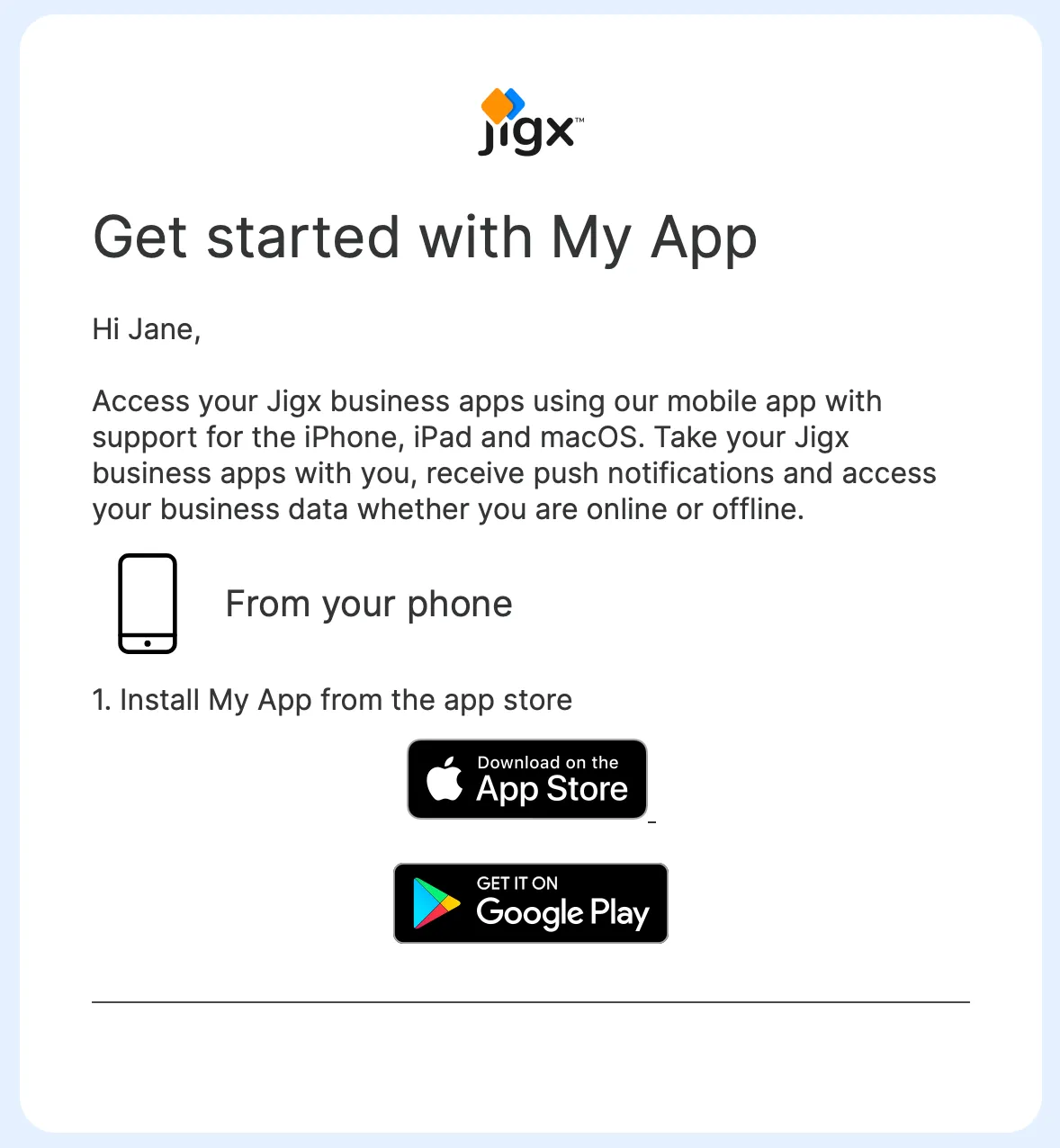 Jigx invitation email