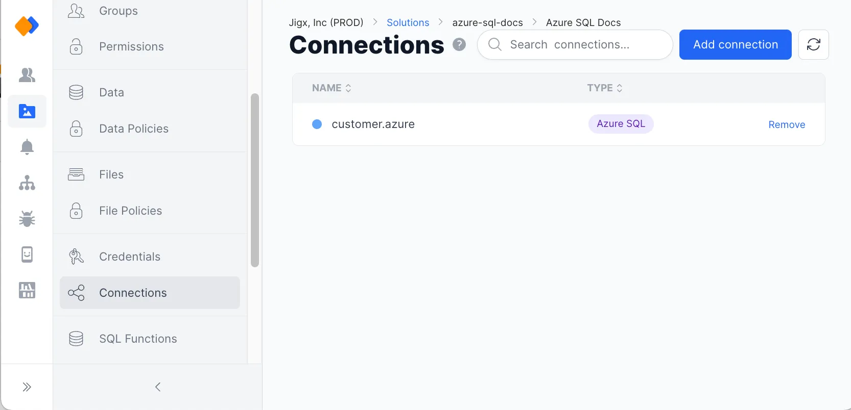 Connections in Jigx Management Connections in Jigx Management