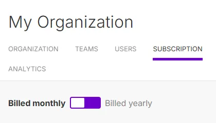 Monthly or yearly billing toggle Monthly or yearly billing toggle