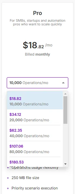 Select new operations Select new operations