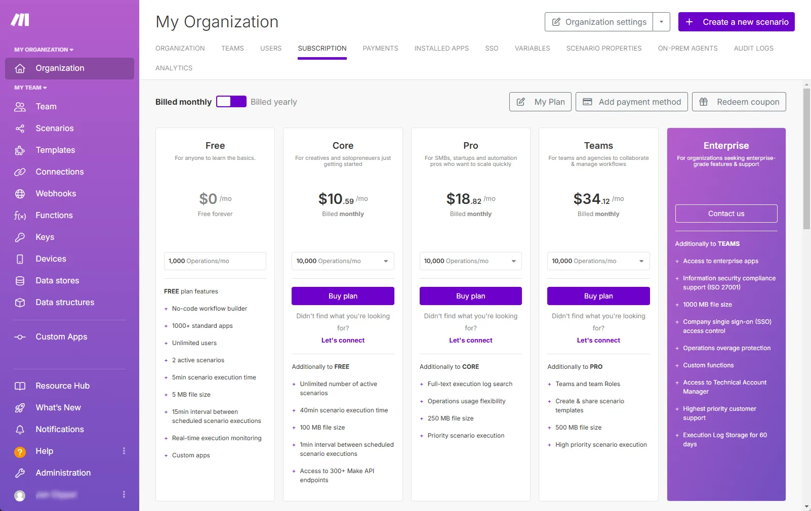 Subscription plans Subscription plans