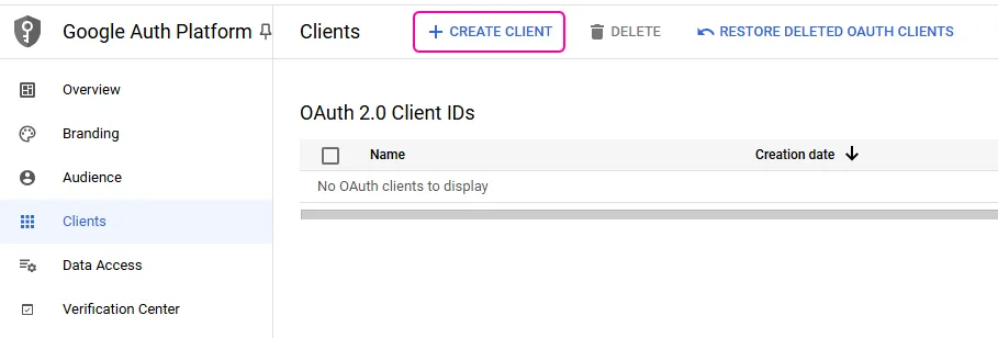 Create Client Create Client
