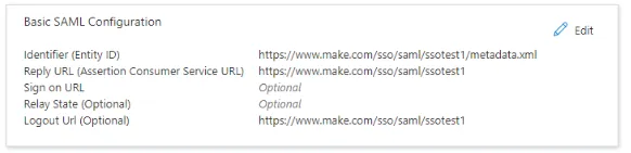 Basic SAML configuration Basic SAML configuration