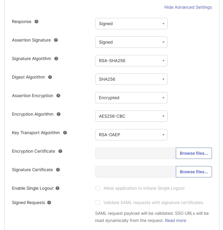 Advanced settings Advanced settings