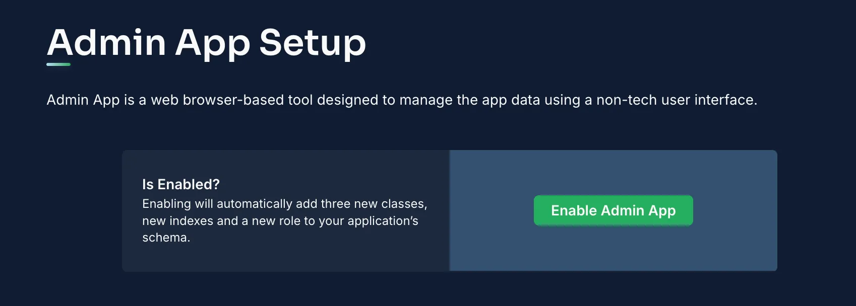 Enable Admin App Enable Admin App