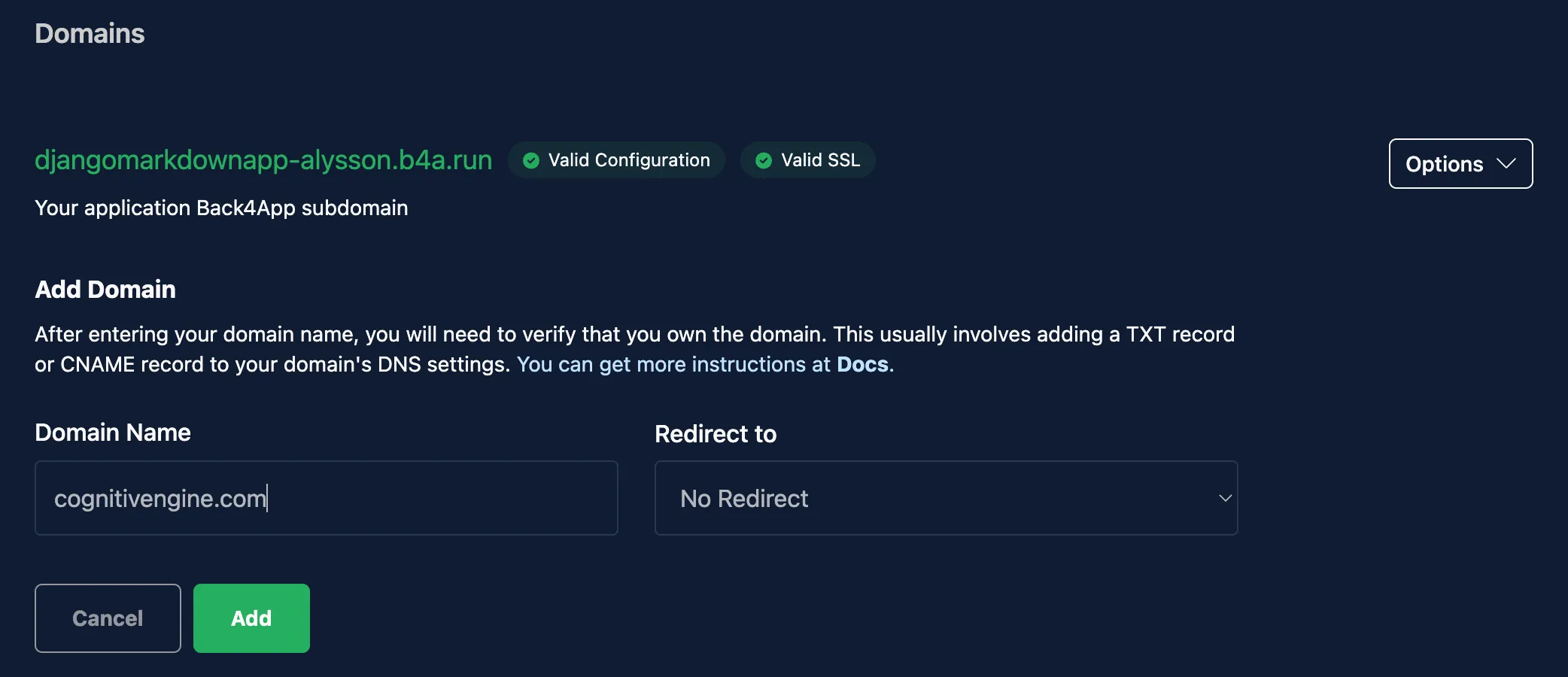 Add a Custom Domain Add a Custom Domain