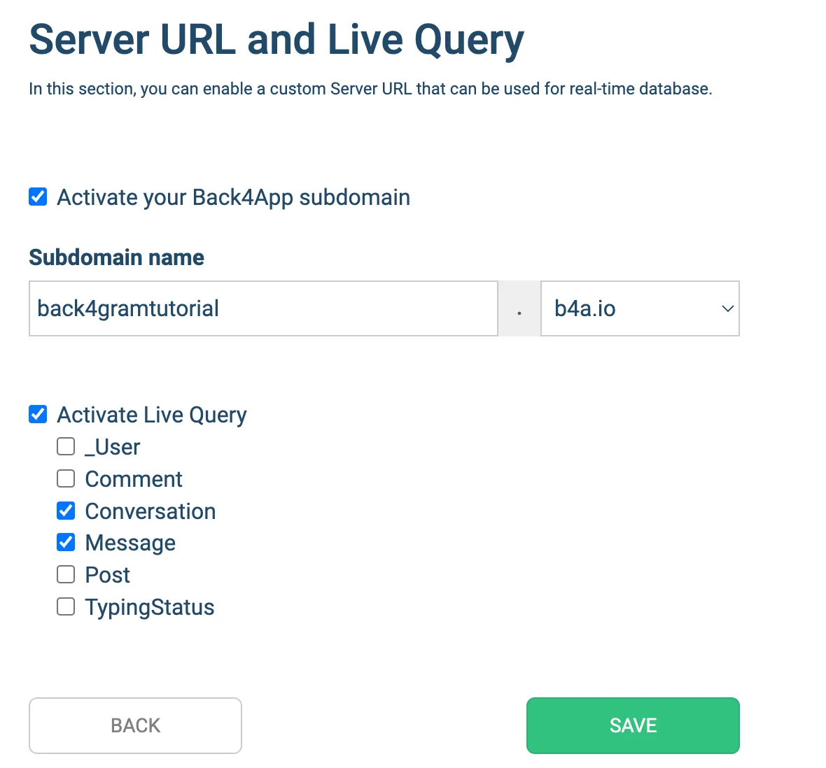 Activation de LiveQuery pour les classes dans Back4app Activation de LiveQuery pour les classes dans Back4app