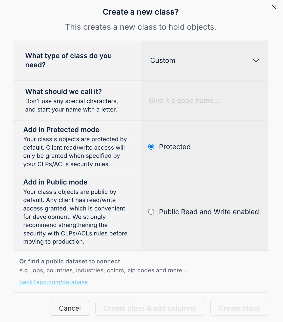 Create New Class Create New Class