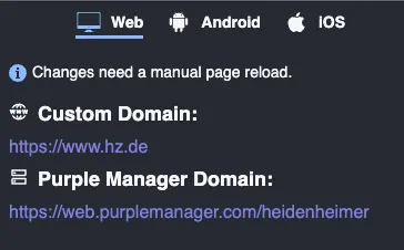 Both Custom Domain and Purple Manager Domain can be opened as preview