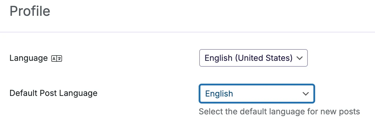 Default post language dropdown