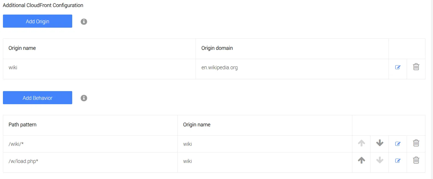 Screenshot from the Purple Manager, demonstrating how to configure a custom CloudFront configuration.