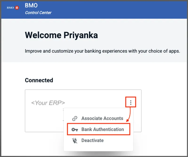 Select Bank Authentication for the ERP Select Bank Authentication for the ERP
