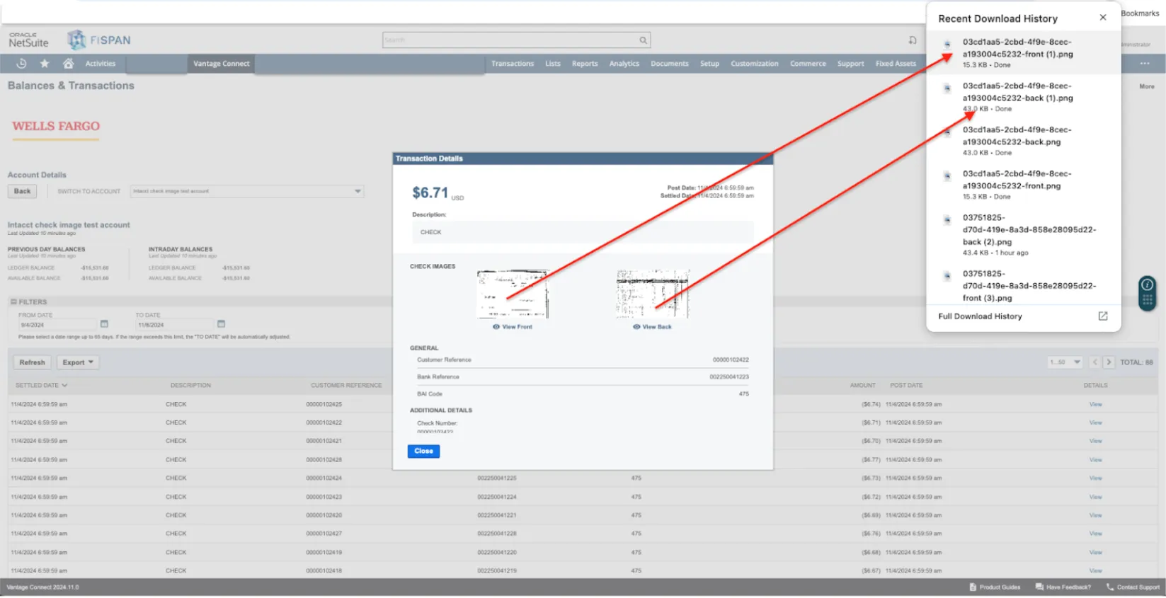 Transaction Details - select the thumbnail image
