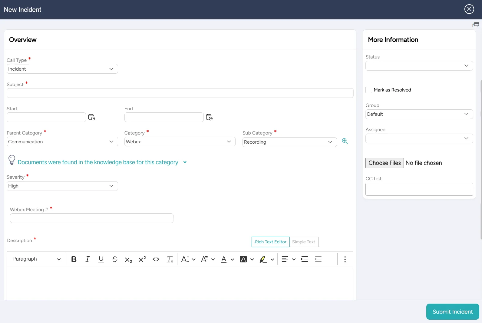 Webex Recording ticket