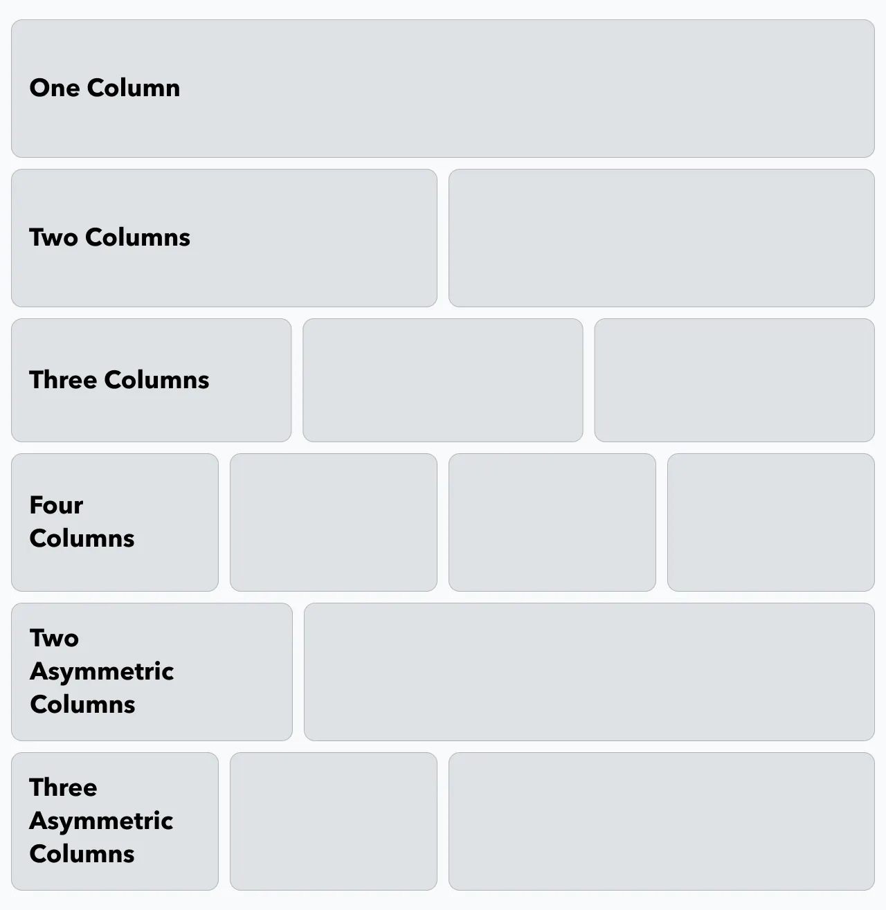 Row layouts on profile tabs